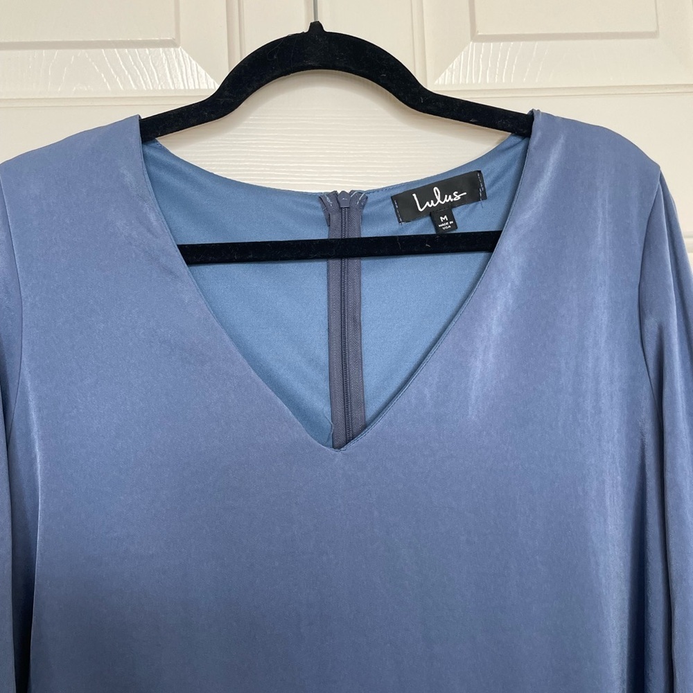 Lulu's Blue Ruffle Sleeve Top | M - Picture 7 of 12